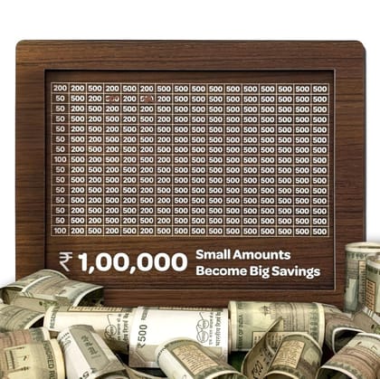 Wooden Money Saving Box Gullak 17x12.5x6.5 cm Money Saving Box for Adults 1 Lakh Money Saving Box Piggy Bank 100000 Small Amount Big Savings
