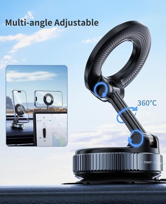 360° Vacuum Suction Magnetic Phone Holder Black 60x60x40mm, Dashboard Phone Holder Car Mount, Car Mobile Holder, Mirror & Gym Phone Holder