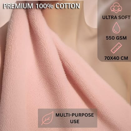 100 Percent Cotton Face Towel 1 Piece Small 70x40 CM 550 GSM | Soft Hand Towel for Women Men Gym Napkin | Absorbent & Quick Dry