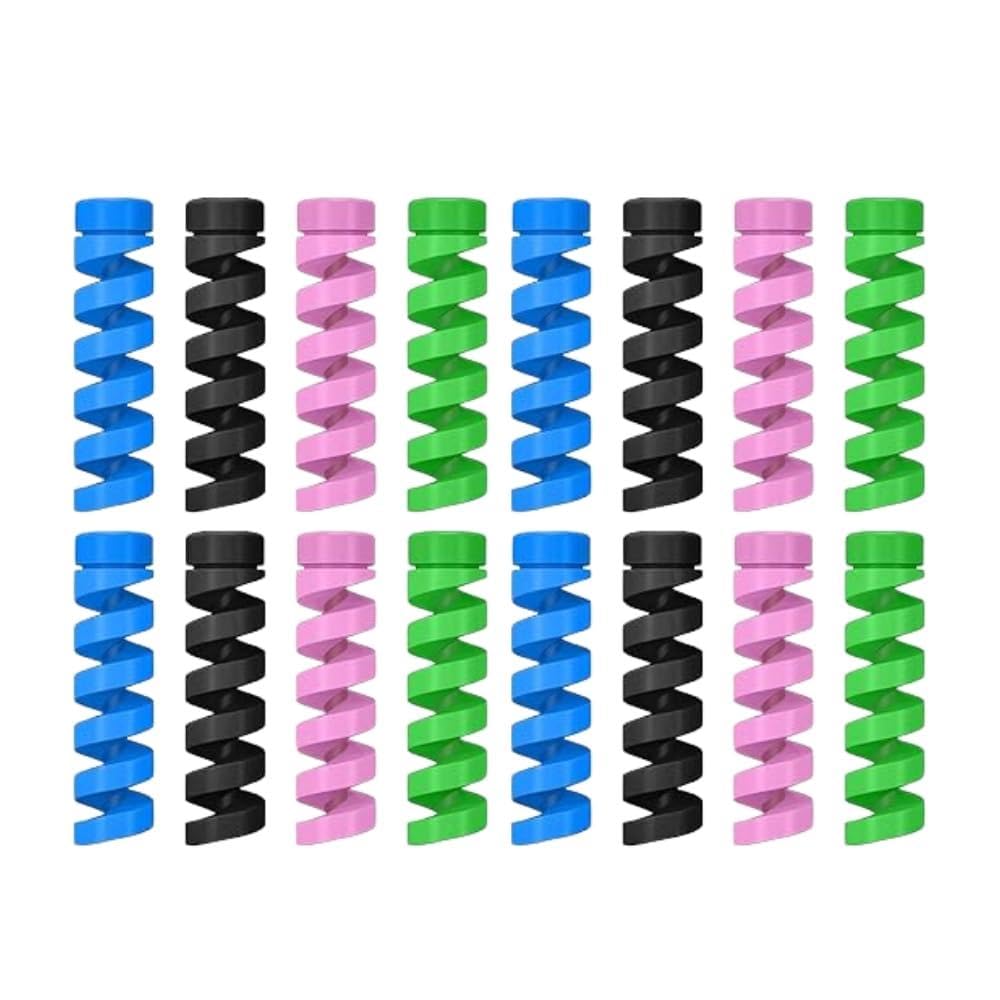 Multicolor Spiral Cable Protector for Charging Cables (anti-break, Flexible Silicone) Pack of 4 Pcs