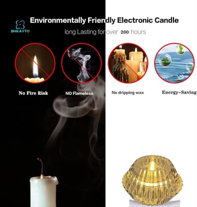 Crystal Diamond Shaped LED Diya, Warm White, 7x7x4 CM, Perfect for Diwali Decoration, Energy-Saving, Flameless Lighting, Eco-Friendly LED Lights for Home