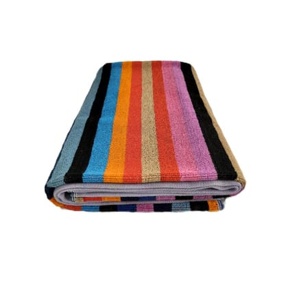 100% Cotton Multicolor Striped Bath Towel, 150 x 75 cm, 400 GSM, Ultra Soft Large Size