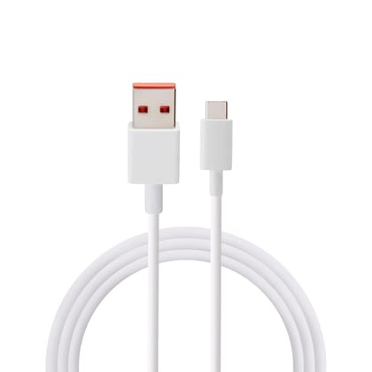 Mi 120W Fast Charging USB Type-C Cable, White TPE Material, 100cm Length, HyperCharge Support, 6A Power Delivery, Multi-Layer Protection, Tangle-Free Design