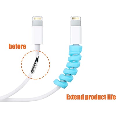 Multicolor Spiral Cable Protector for Charging Cables (anti-break, Flexible Silicone) Pack of 12 Pcs