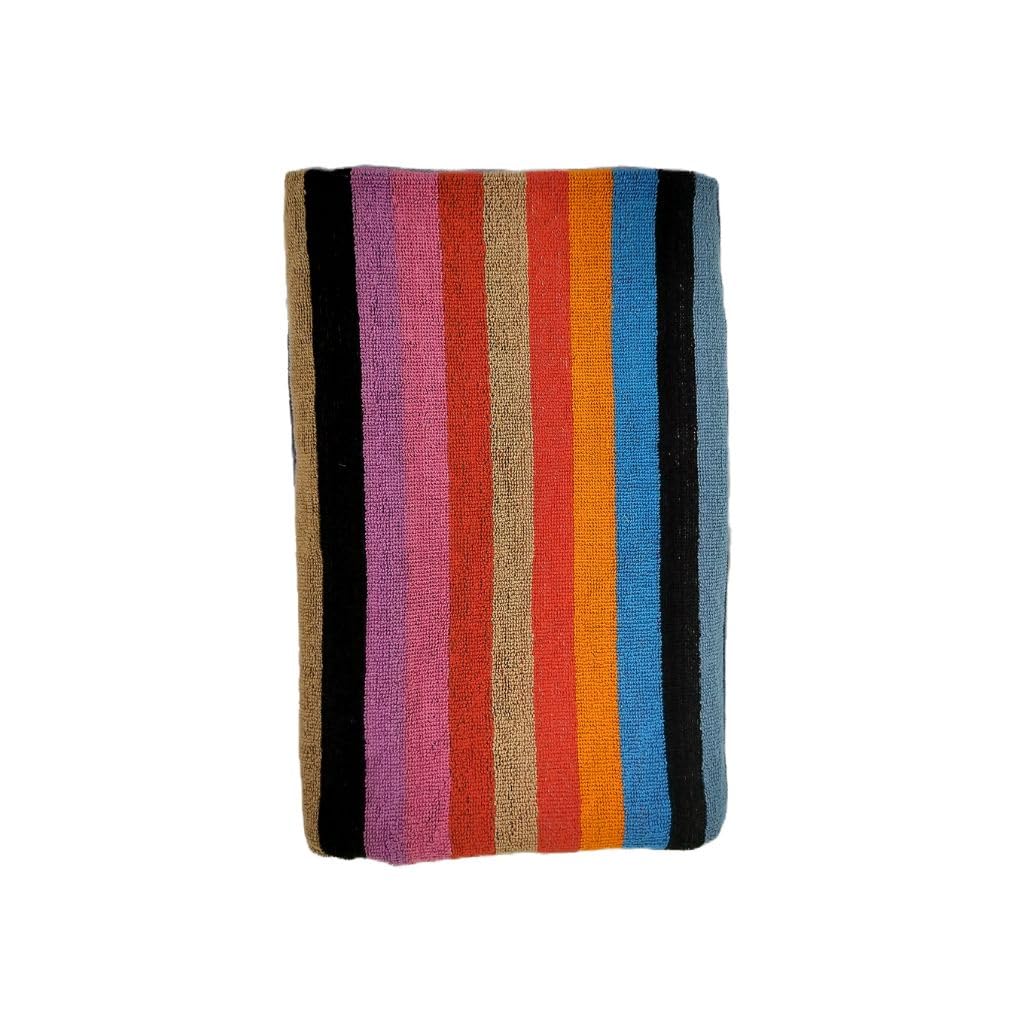 100% Cotton Multicolor Striped Bath Towel, 150 x 75 cm, 400 GSM, Ultra Soft Large Size
